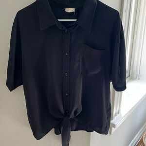 Barely worn black silk blouse with pocket